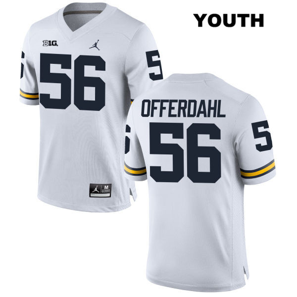 Youth NCAA Michigan Wolverines Jameson Offerdahl #56 White Jordan Brand Authentic Stitched Football College Jersey BA25V04KE